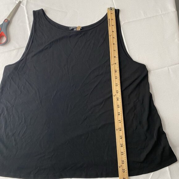 Eileen Fisher Size XL Black 100% Silk Scoop Neck Tank Shell Minimalist Capsule - Picture 5 of 8